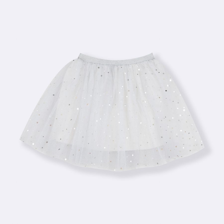 Saia Tule Céu de Estrelas Off White - Minibossa
