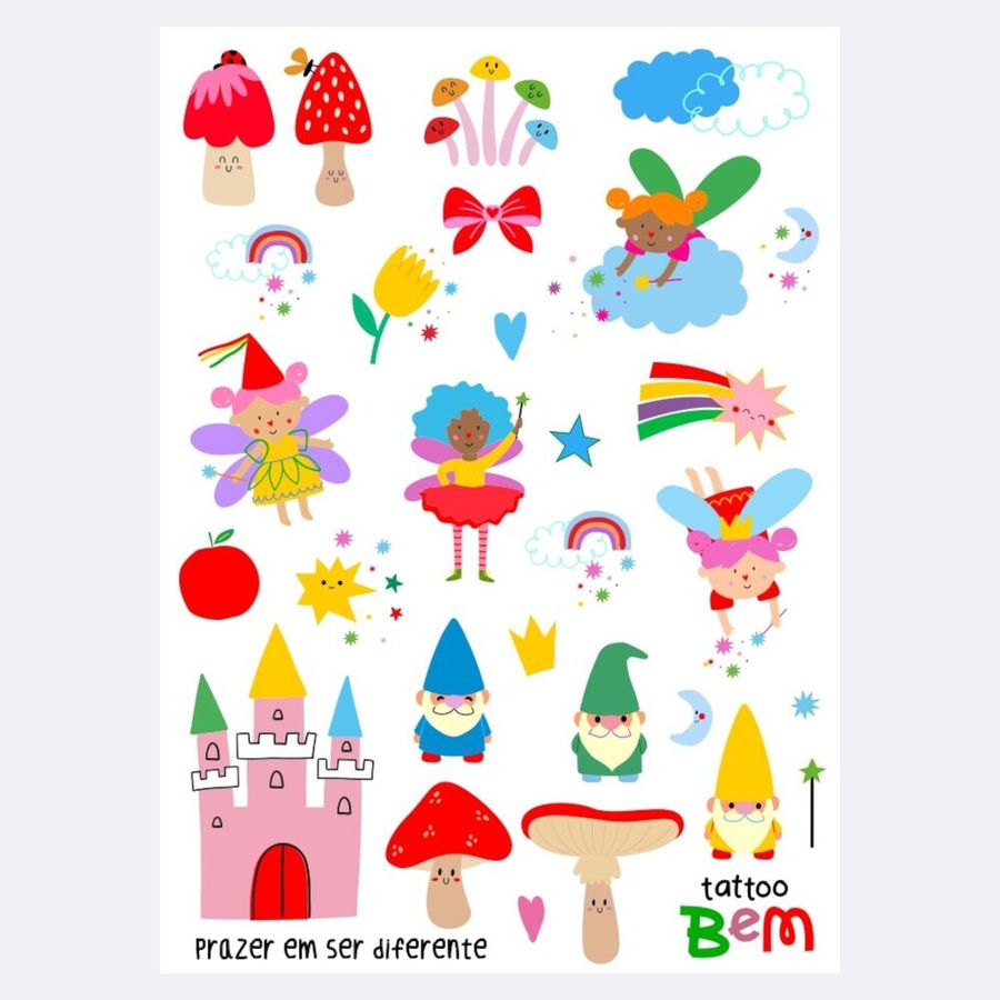 Tatuagem Infantil Temporária Duendes e Fadas