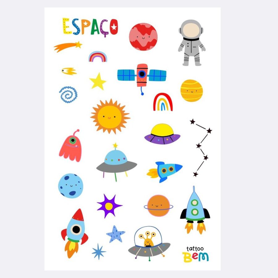 Tatuagem Infantil Temporária Espaço