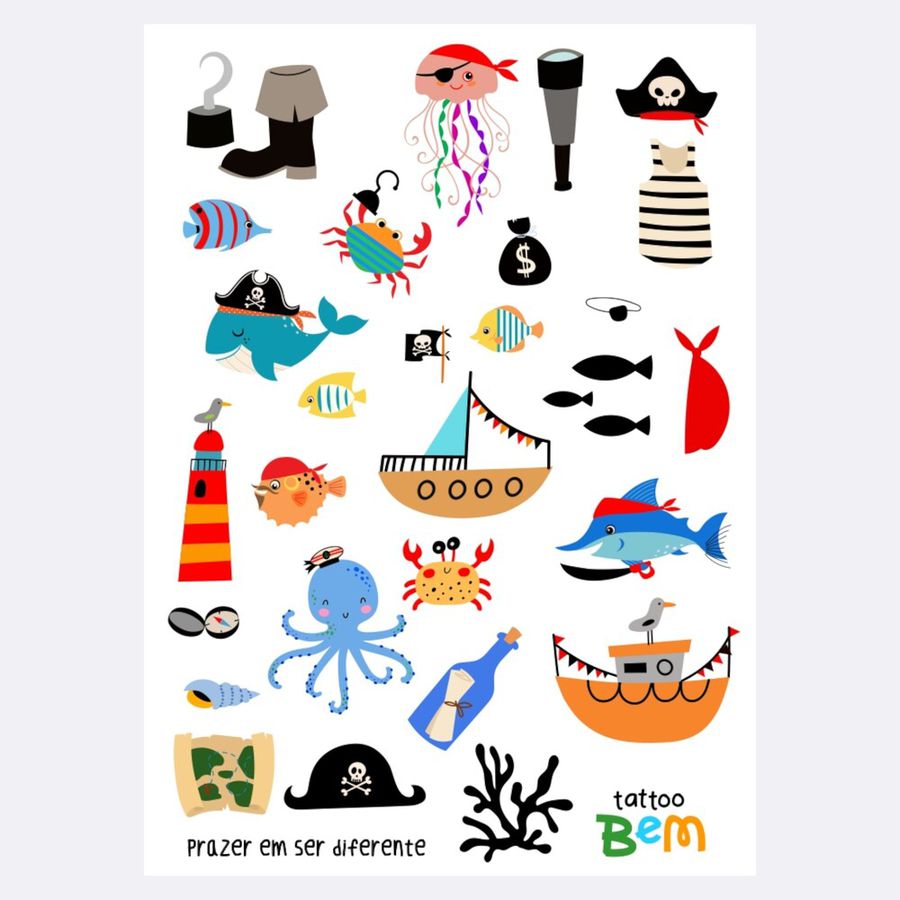 Tatuagem Infantil Temporária Piratas