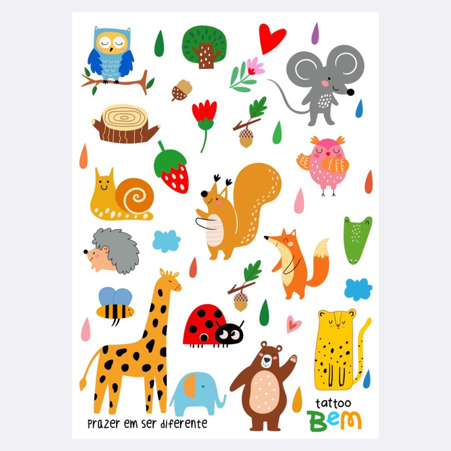 Tatuagem Infantil Temporária Zoo