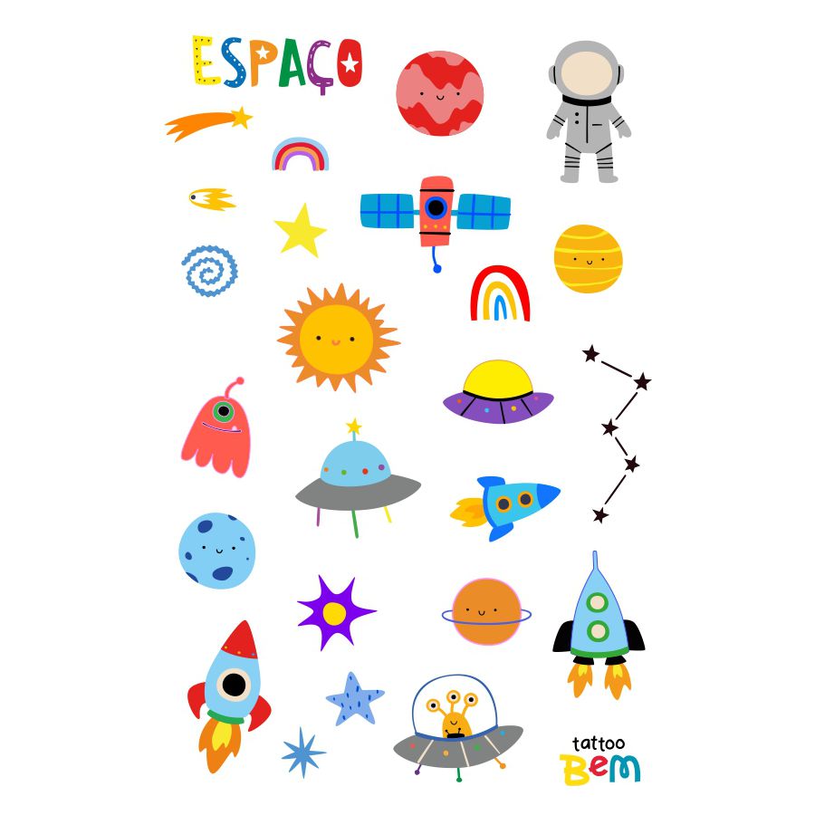 Tatuagem Infantil Temporária Espaço
