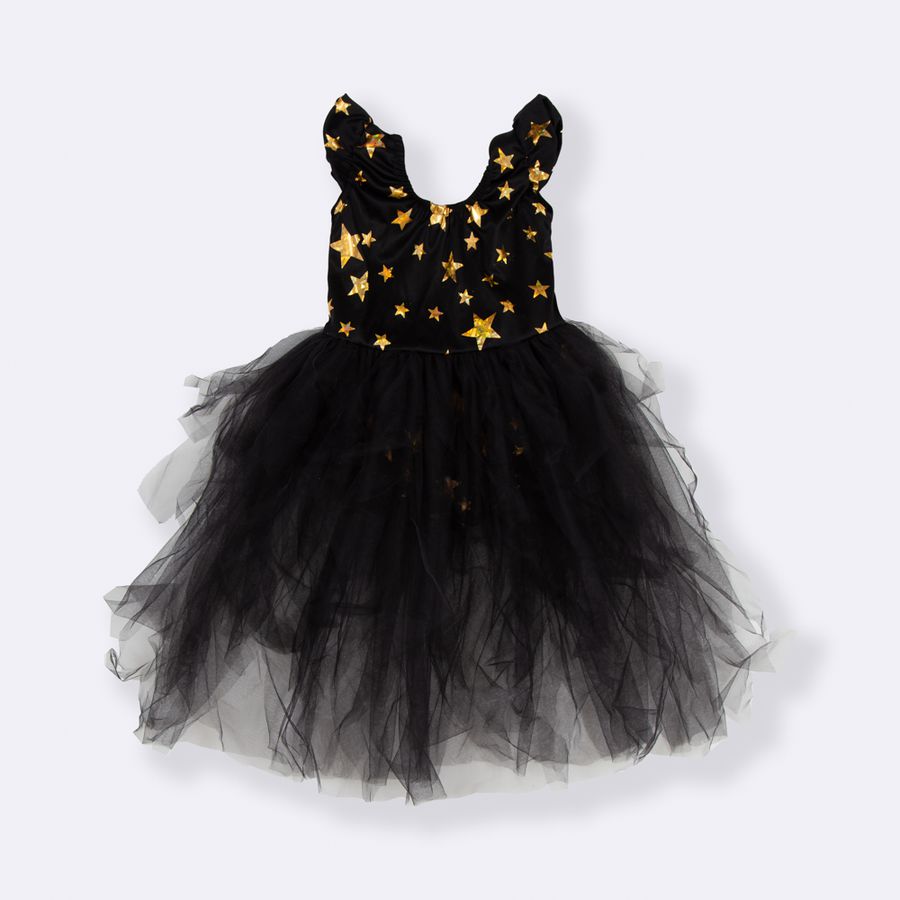 Vestido Body Tutu preto com estrelas douradas - Minibossa