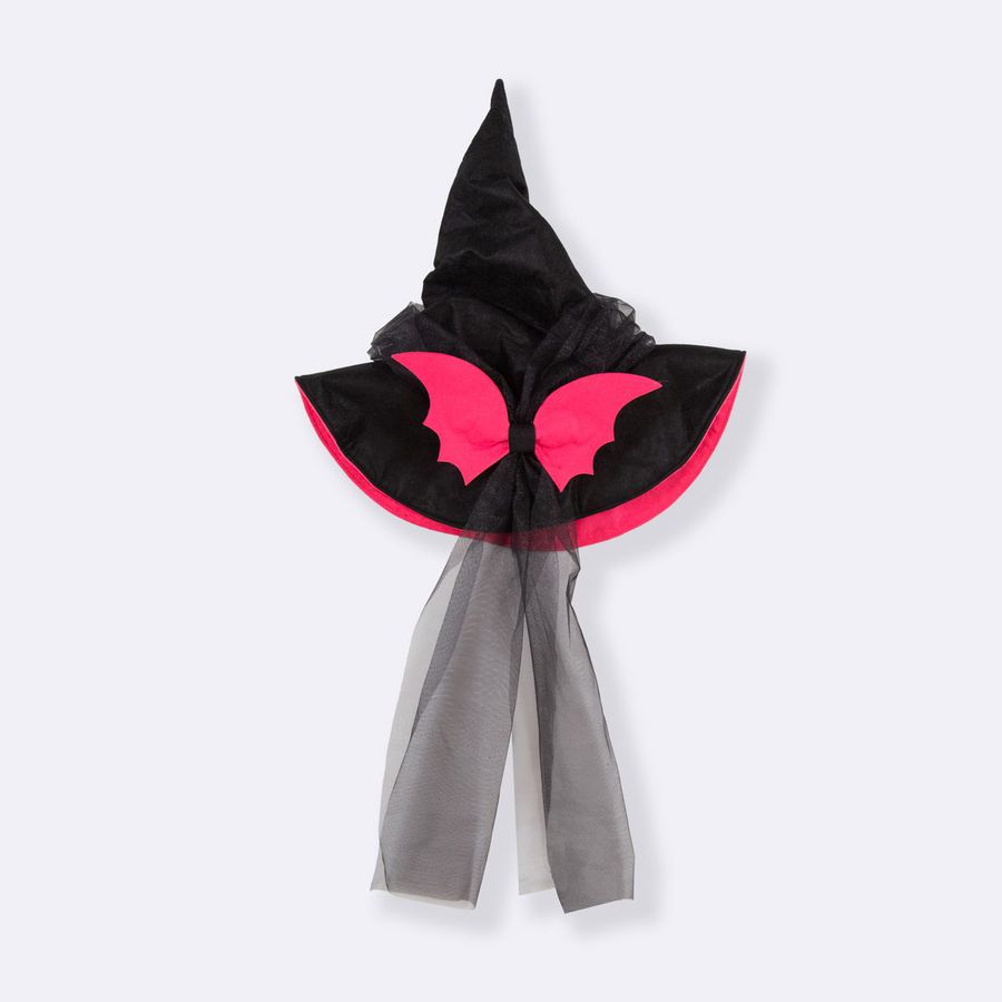chapéu bruxa preto e pink