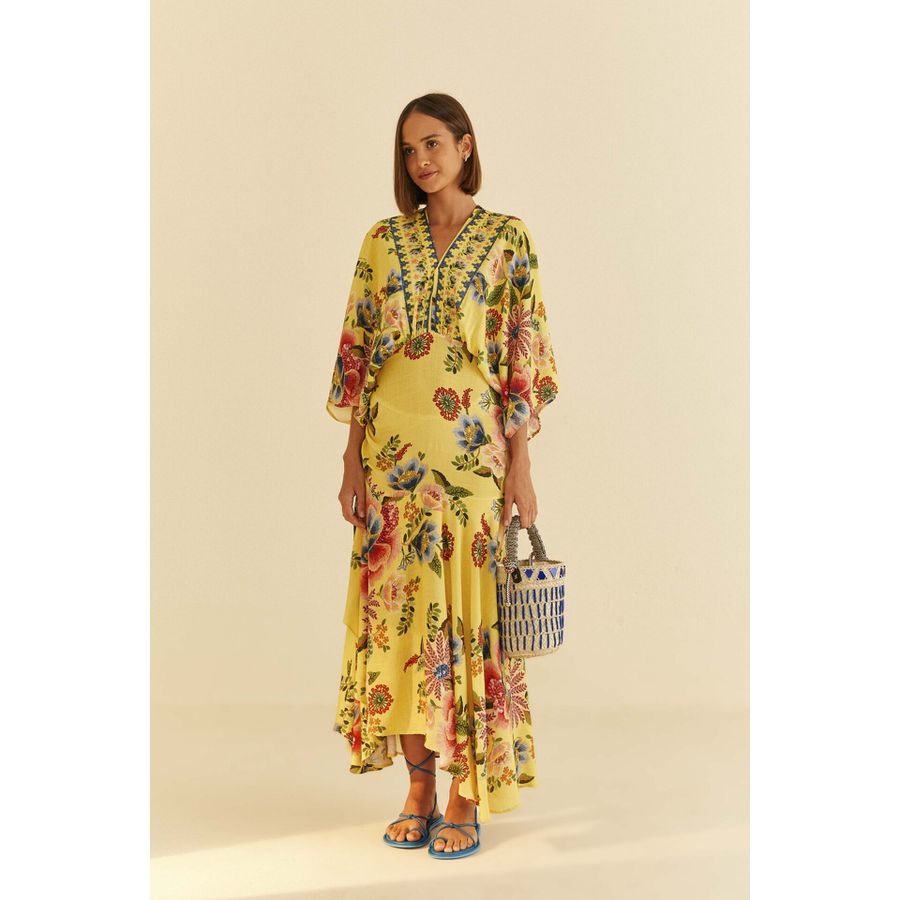 Vestido Longo Jardim Delicado Farm Ouseup Moda Feminina Multimarcas