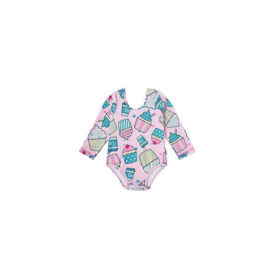 Maiô Infantil Manga Longa Uv Cupcake