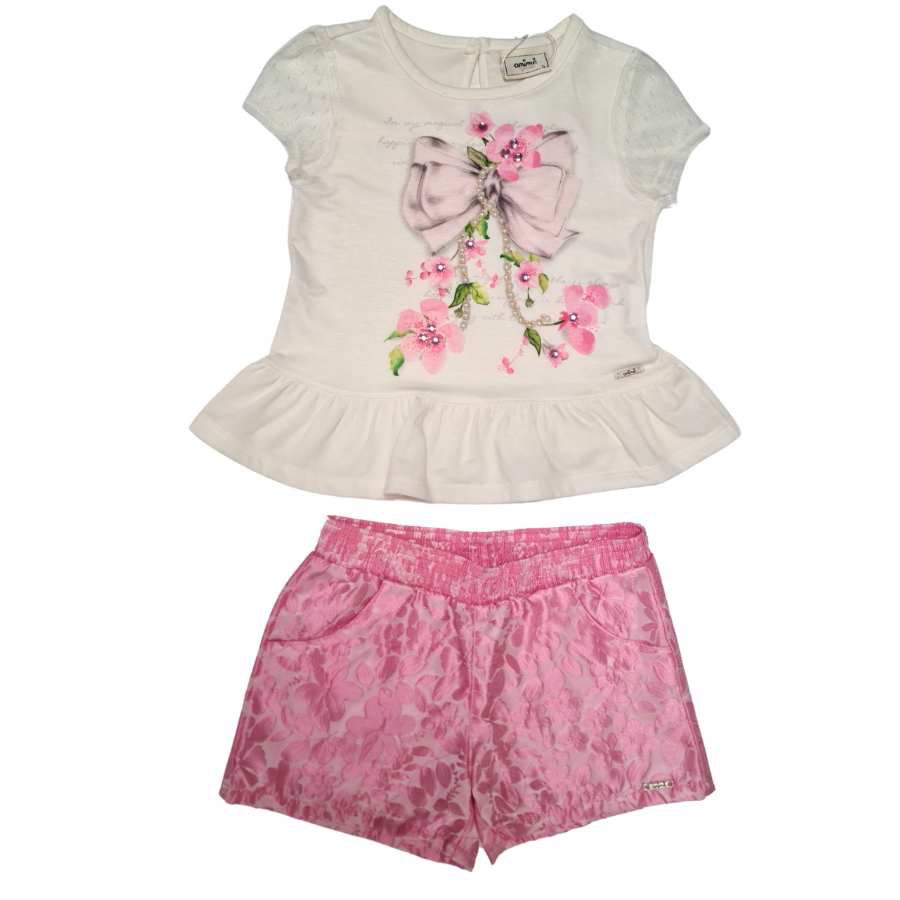 Conjunto Blusa e Short Rosa Animê - Petit Papillon Bebê & Criança