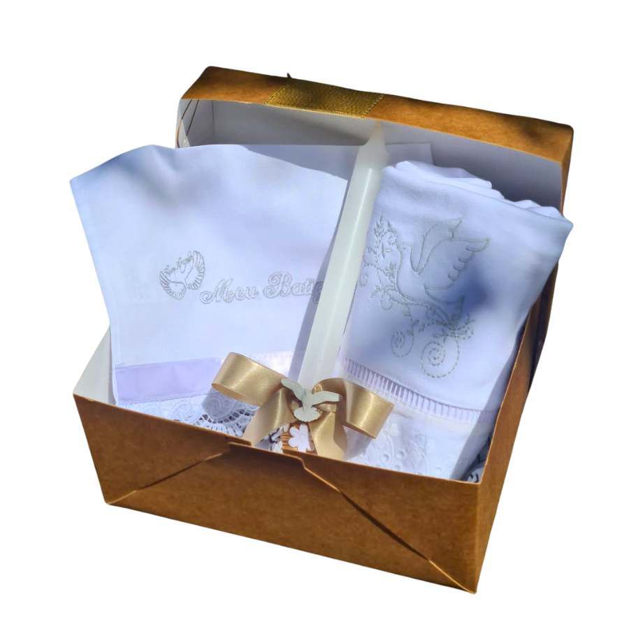 Gift Box Vela para Batizado Bege - Petit Papillon Bebê & Criança