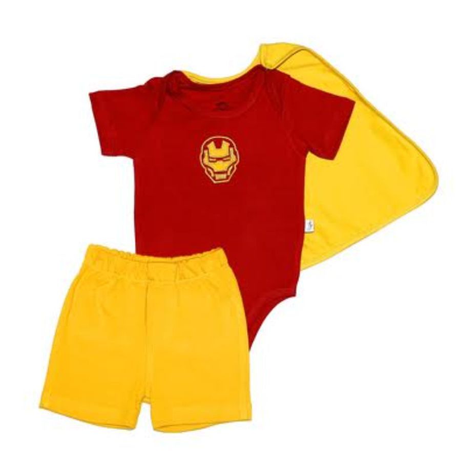 Body C/ Capa e Bermuda Homem De Ferro - Petit Papillon Bebê & Criança