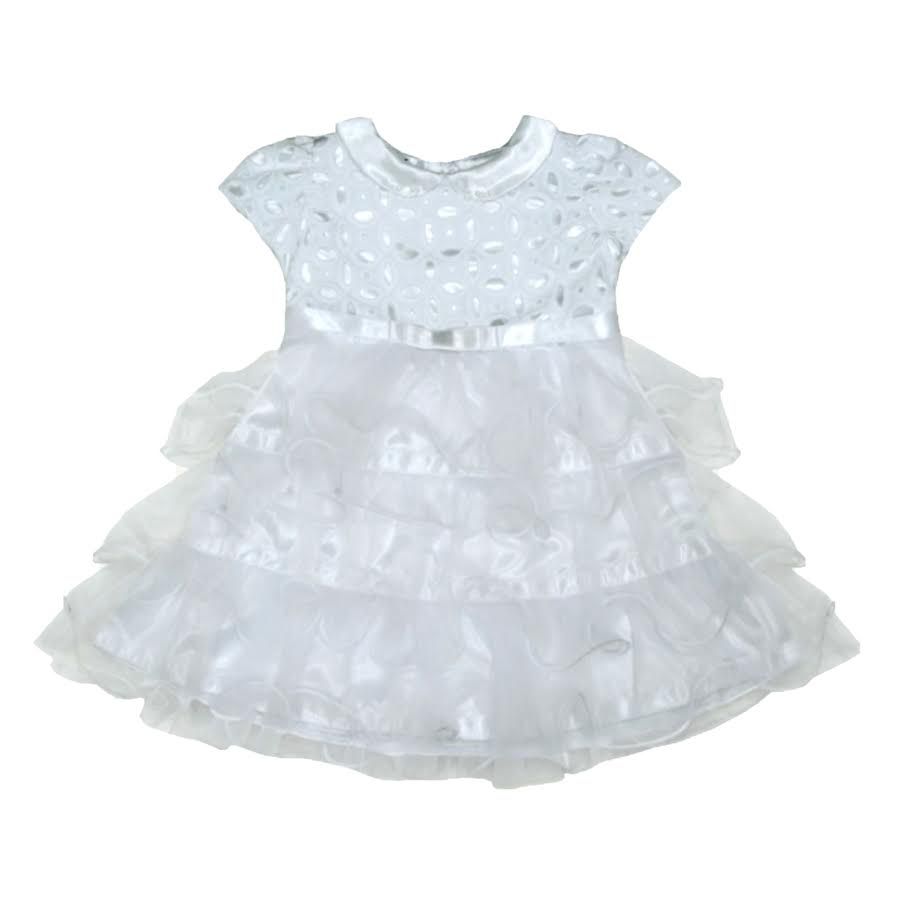 Vestido Laser Com Babados Organza Batizado - Petit Papillon Bebê & Criança