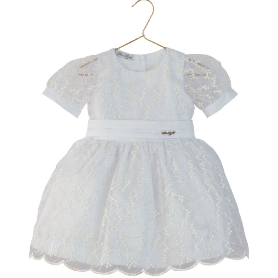 Vestido Batizado Tule Arabescos - Petit Papillon Bebê & Criança
