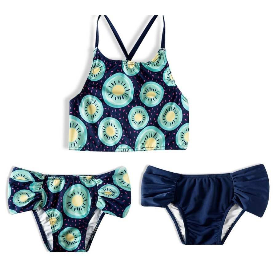 Kit Praia - Top Com 2 Calcinhas Kiwi - 3 Peças - Petit Papillon Bebê & Criança