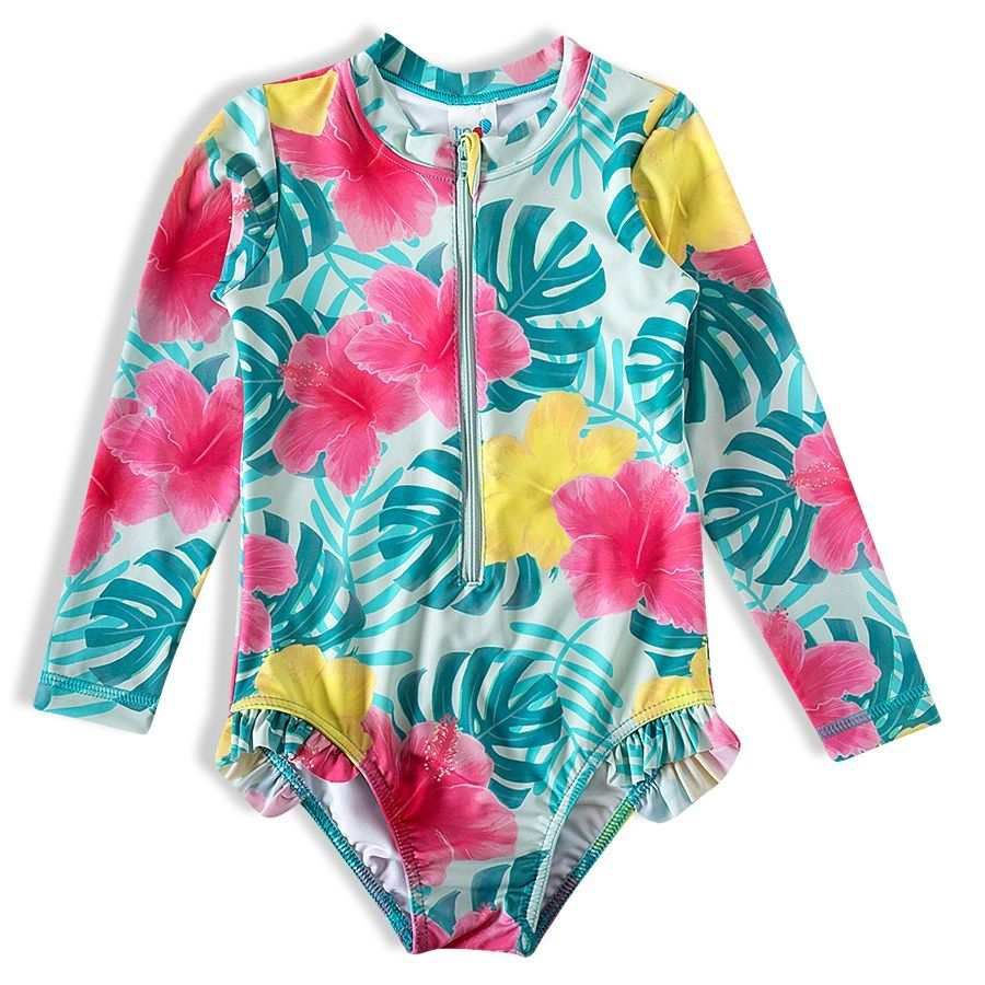 Maiô Infantil Manga Longa Uv Floral - Petit Papillon Bebê & Criança