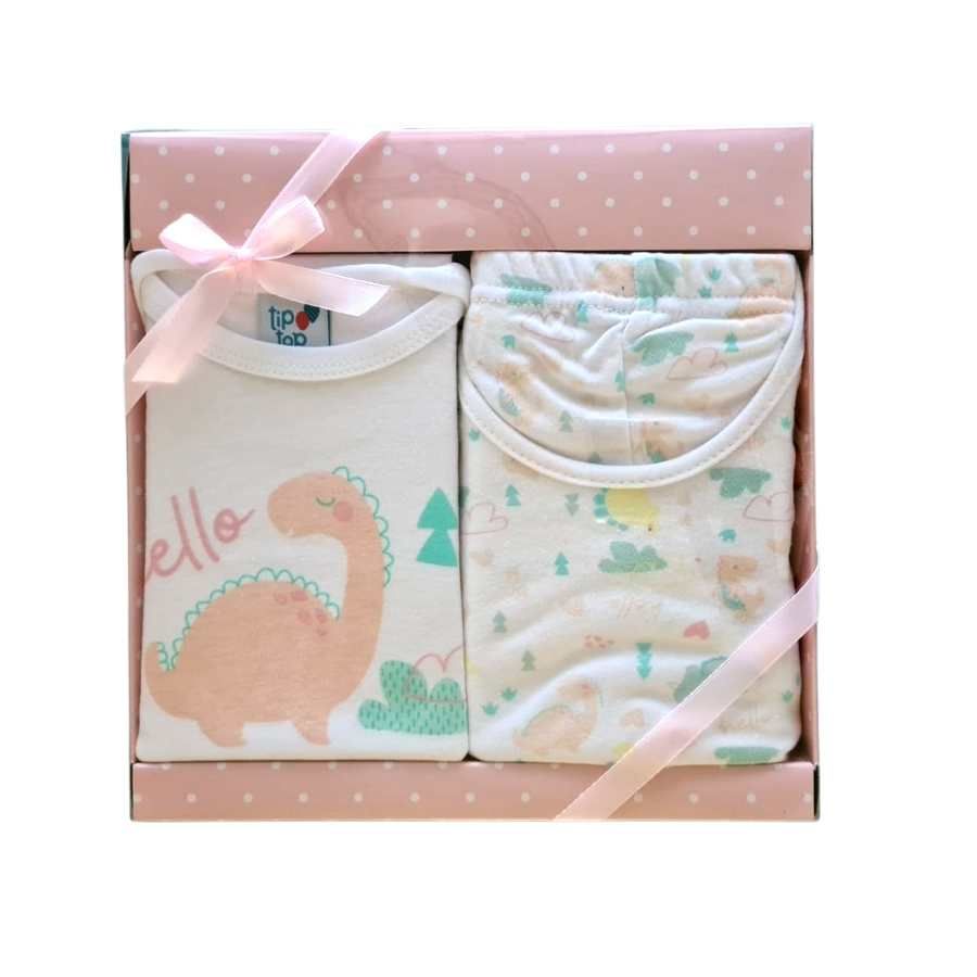 Kit Presente 3 Peças Dino Rosa - Petit Papillon Bebê & Criança