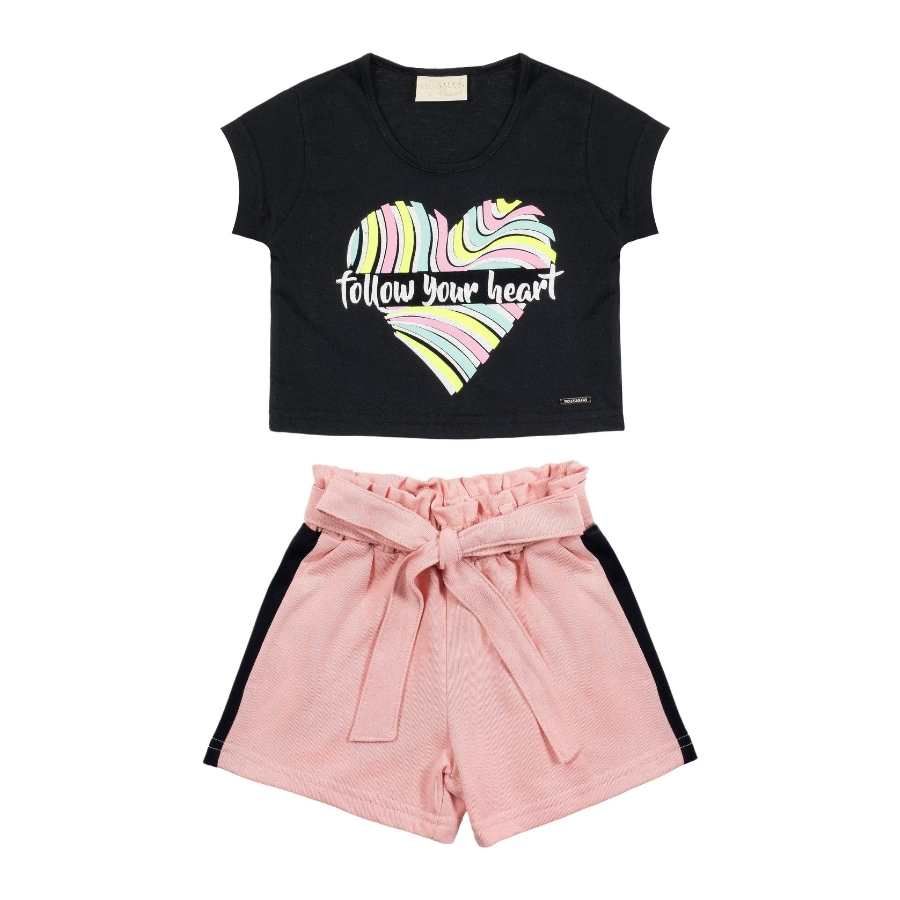 Conjunto Cropped Follow Your Heart - Petit Papillon Bebê & Criança