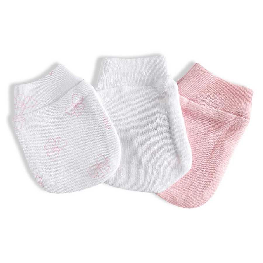 Luvas De Algodão Rosa Laço (kit Com 3) - Petit Papillon Bebê & Criança