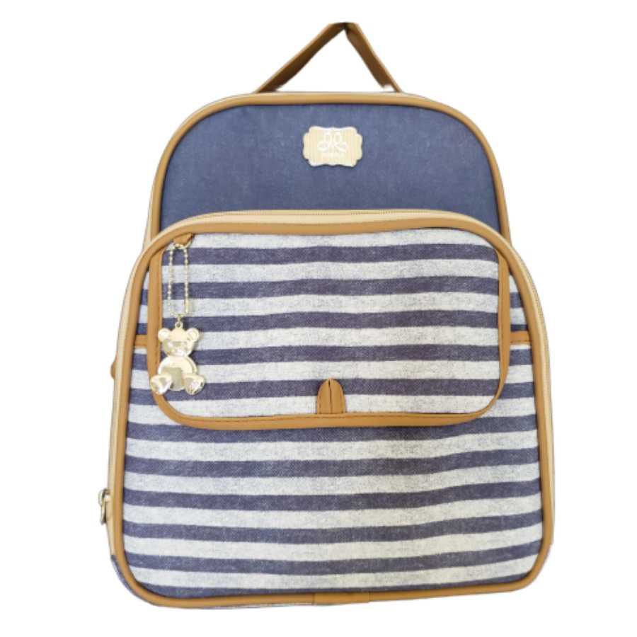 Mochila De Maternidade Listrado Jeans - Petit Papillon Bebê & Criança