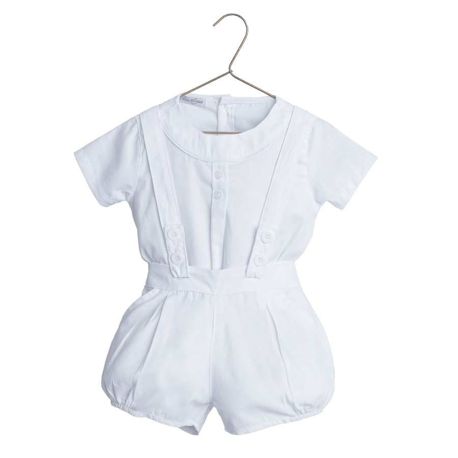 Jardineira Oxford Branca - Petit Papillon Bebê & Criança