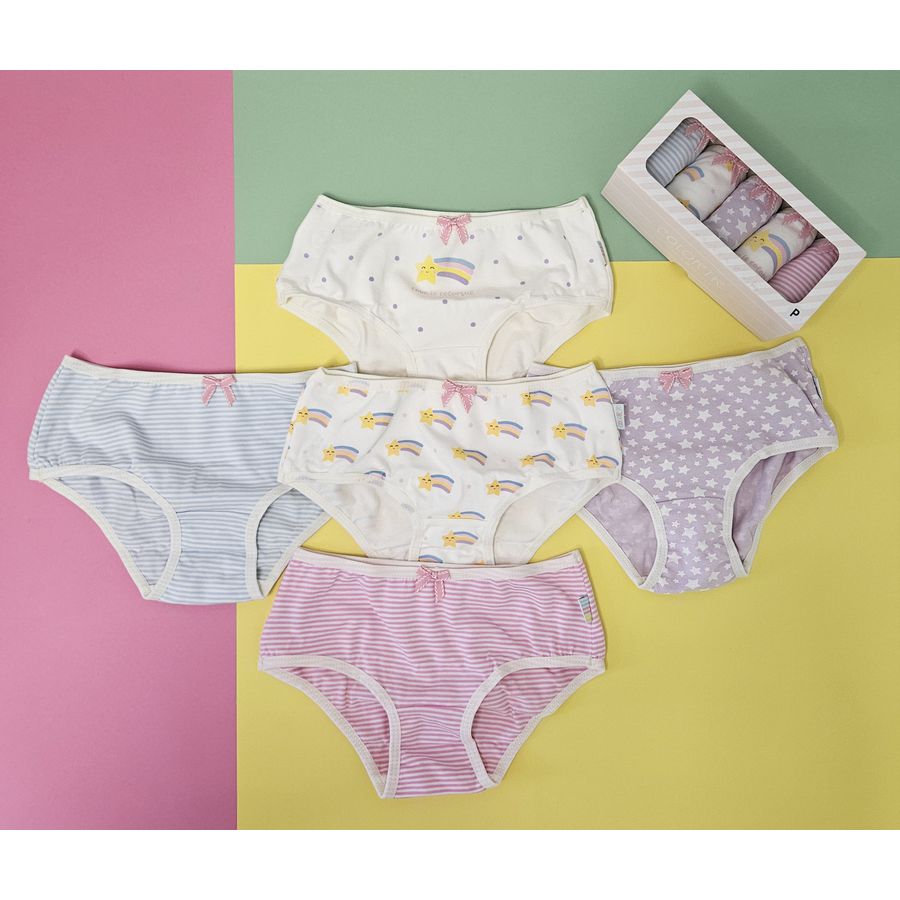 Kit com 5 calcinhas Estrela - Petit Papillon Bebê & Criança