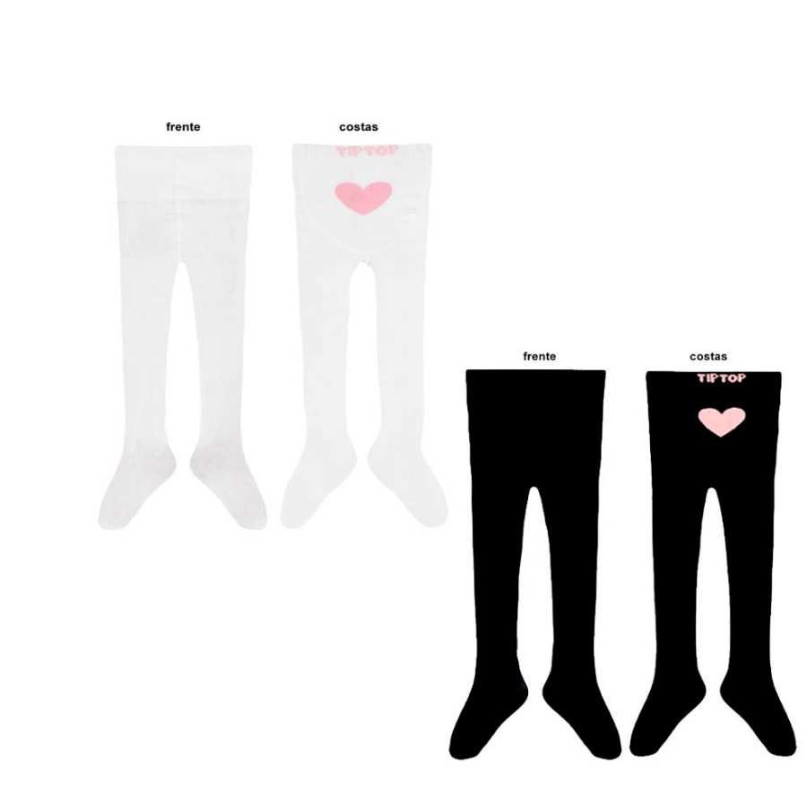 Meia Calça Infantil Lisa Branca e Preta - Petit Papillon Bebê & Criança