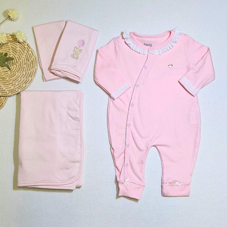 Kit Presente Macacão com Bordado Inglês - Petit Papillon Bebê & Criança