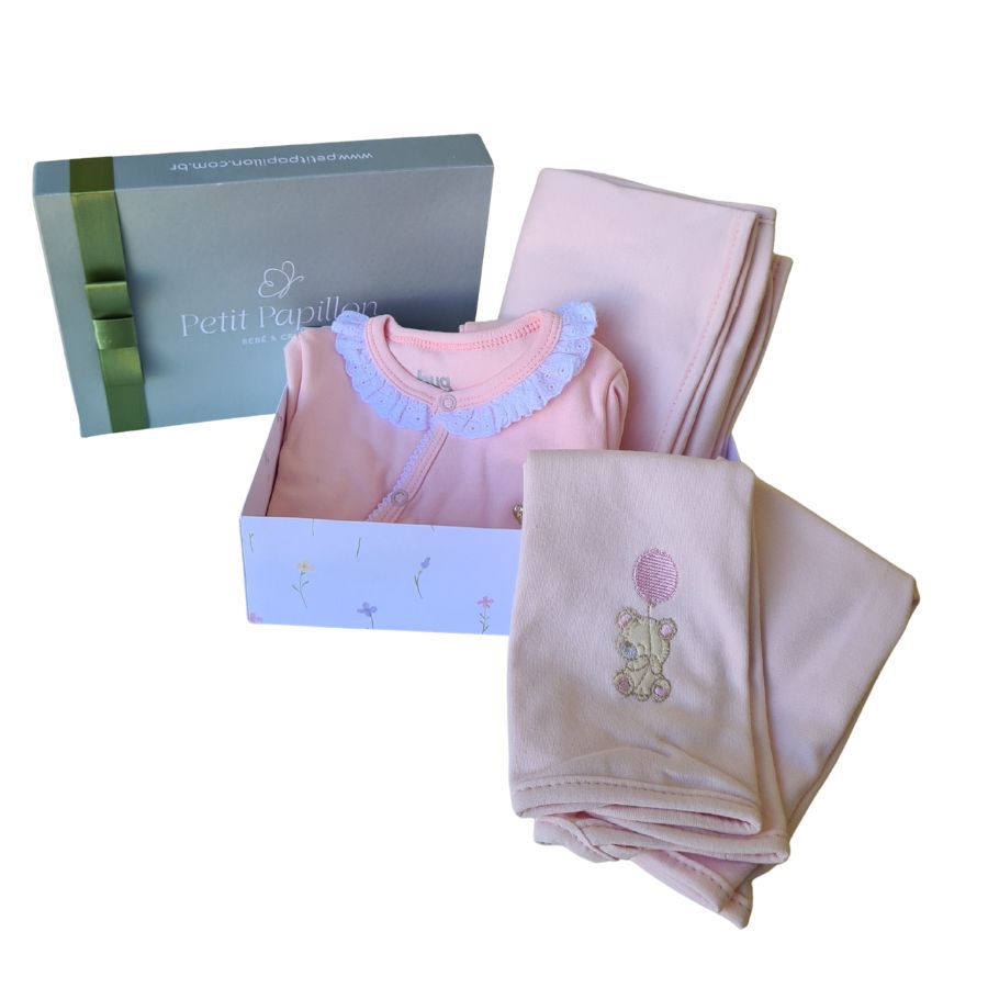 Kit Presente Macacão com Bordado Inglês - Petit Papillon Bebê & Criança