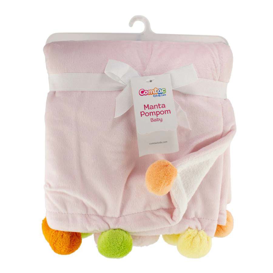 Manta De Bebê Pompom Microfibra Rosa - Petit Papillon Bebê & Criança