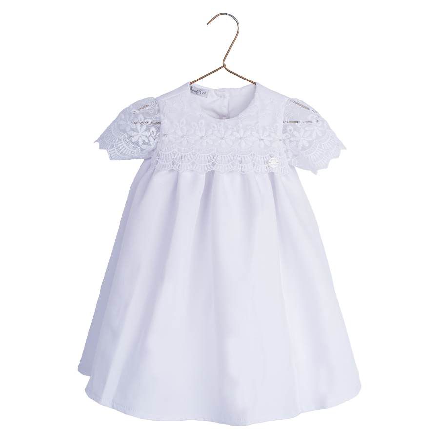 Vestido Batizado Alfaiataria com Detalhe em Renda - Petit Papillon Bebê & Criança