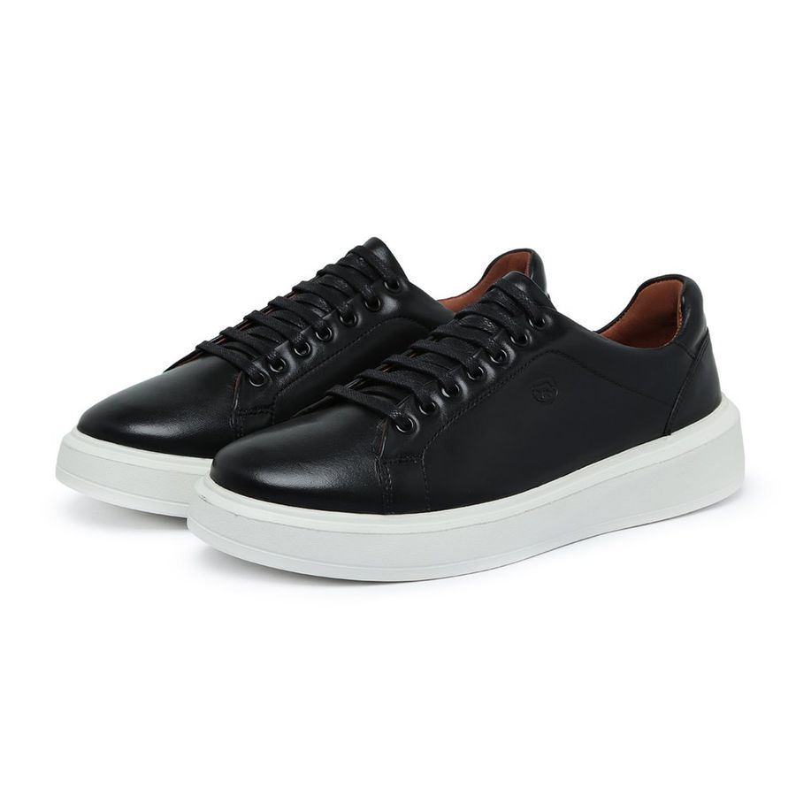 Tênis de Amarrar Minimalista Preto Sola Alta Clean