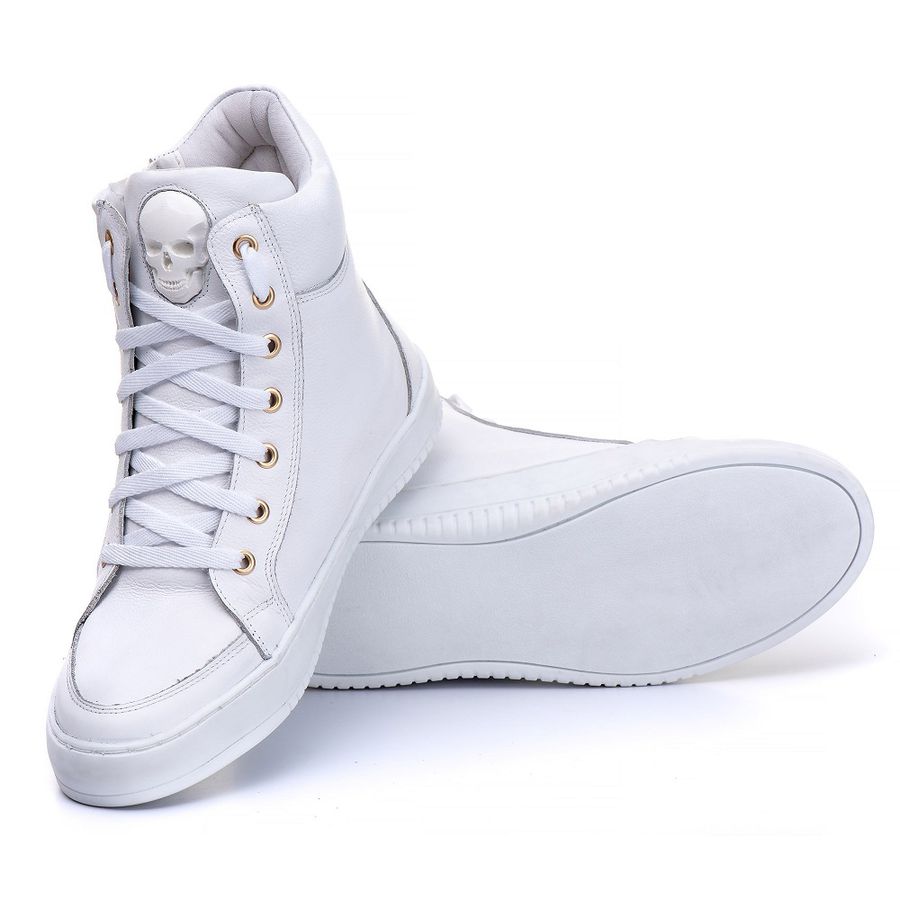 Tênis Sneaker Feminino Couro Legitimo Branco Calçado Fitness