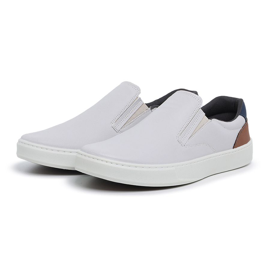 Sapatênis Slip on BS Couro Ecológico Cinza Palmilha de Gel 
