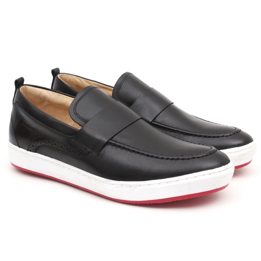 Loafer Couro Legítimo Preto Aston