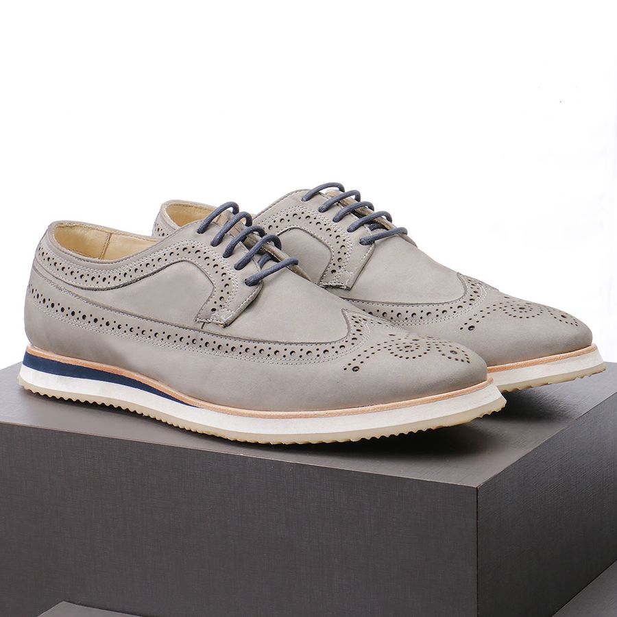 Sapato Casual Brogue Masculino Faway Durhan Off White Faway