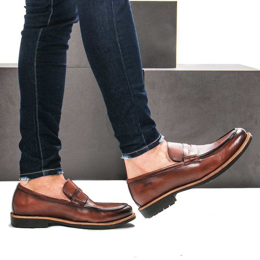 Sapato Casual Masculino Loafer Mood Aspen Conhaque