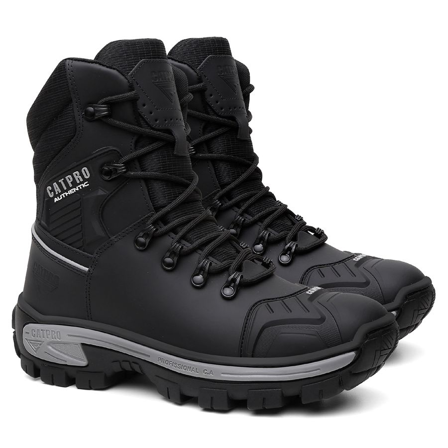 Coturno Catpro Combat em Couro Legítimo Bota com C.A. 50.885 - Preto