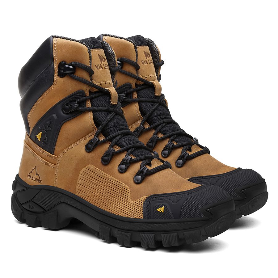 Coturno Vegas em Couro Legítimo Bota com C.A. 50.885 - Amarelo- Diamante