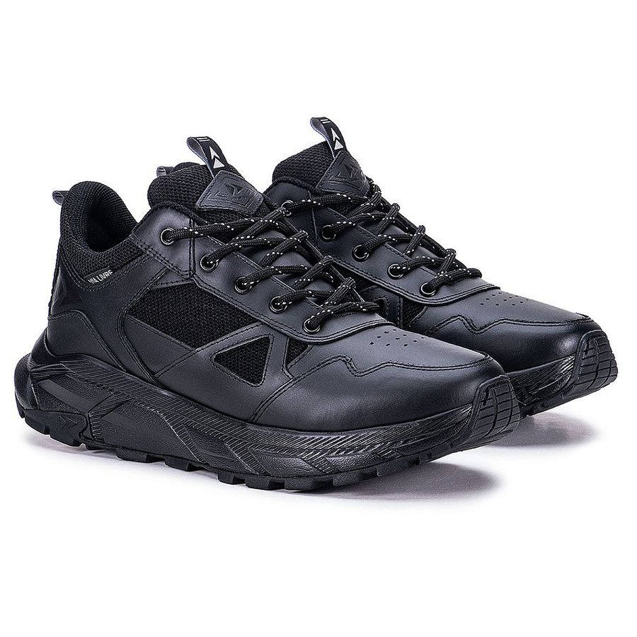 Tênis Urban Elite Masculino Em Couro Cano Curto Solado Eva Resistente - Preto - Extra Leve