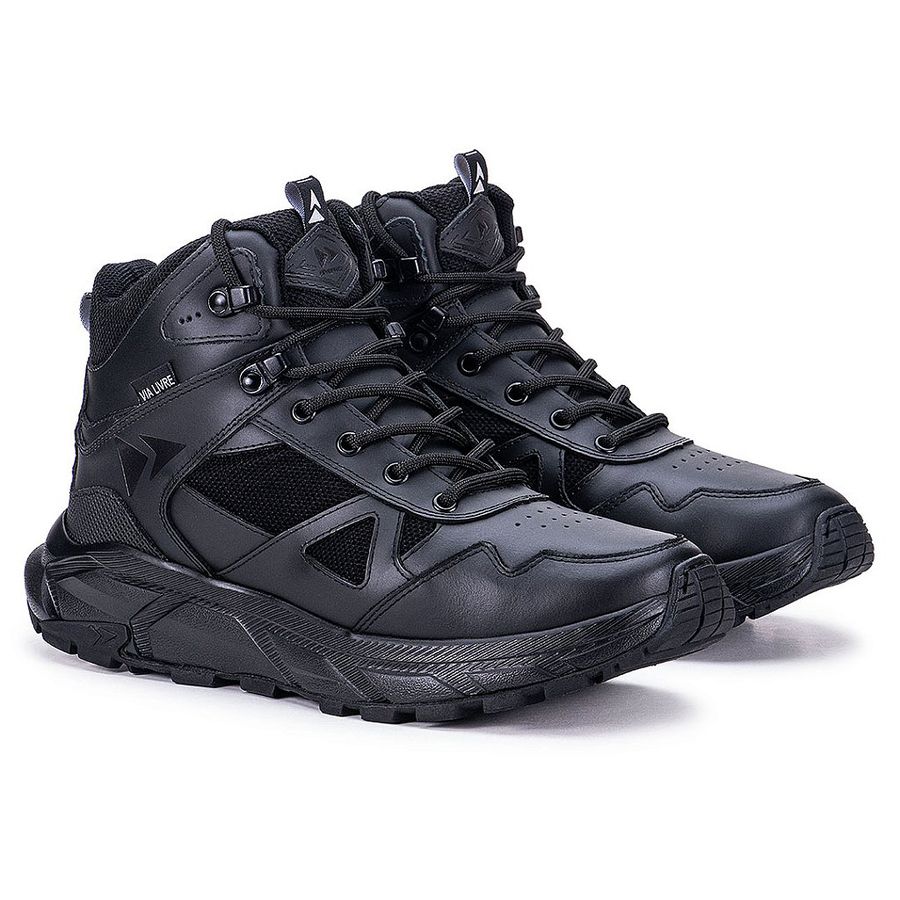 Bota Prime Masculina Original Coturno Couro Resistente Sola EVA - Preto - Extra Leve