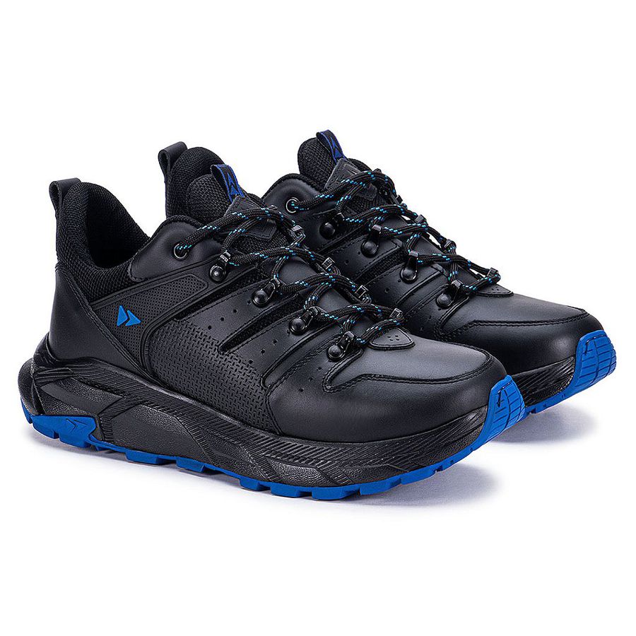 Tênis Urban Shadow Masculino Em Couro Original Solado EVA - Preto Azul - Extra Leve