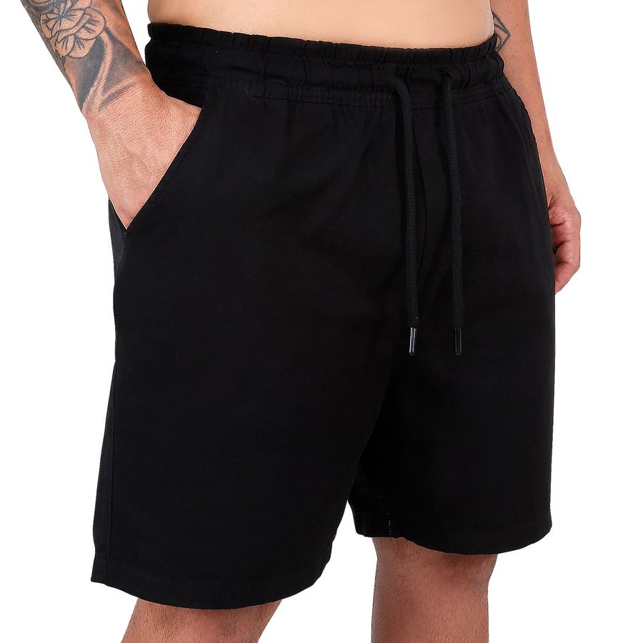 Short Sarja Masculino Verão Estilo e Conforto Garantidos - Preto