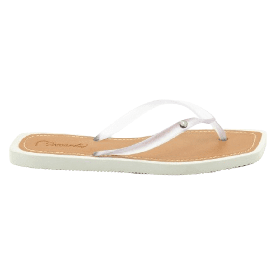 CHINELO FEMININO OFF WHITE COM TIRA TRANSPARENTE