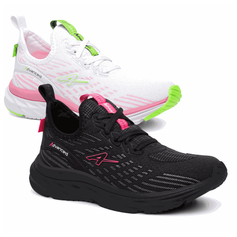 Kit 2 Pares de Tênis Feminino Advanced Running Corrida Caminha Academia - Promoção