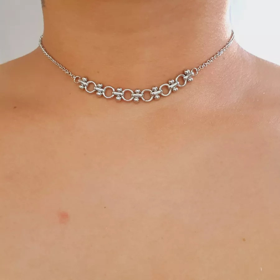 Colar Folheado A Prata 925 Mini Aros 