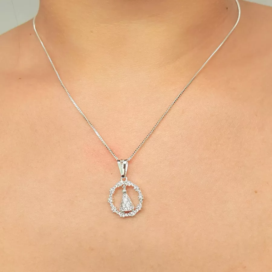 Colar Folheado A Prata 925 Nossa Senhora Aparecida 