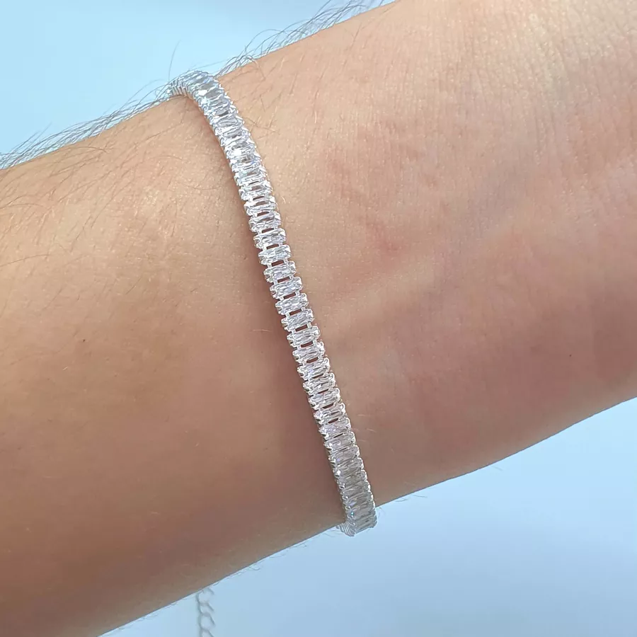 Pulseira Folheada A Prata 925 Cravejada em Zircônia Glamour 