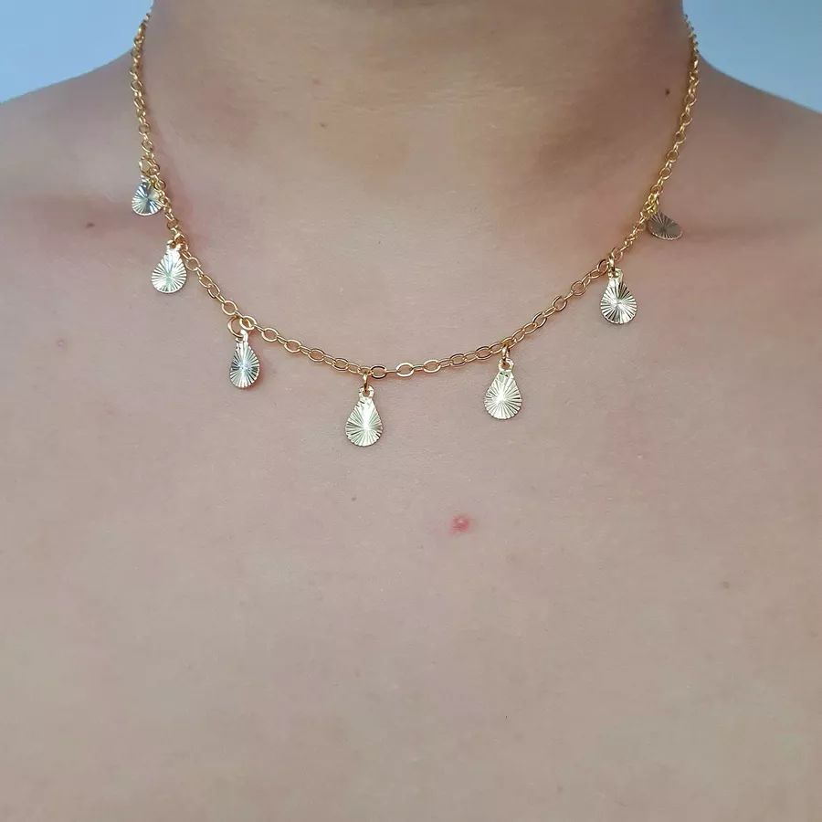 Colar Folheado a Ouro 18K Gotas 