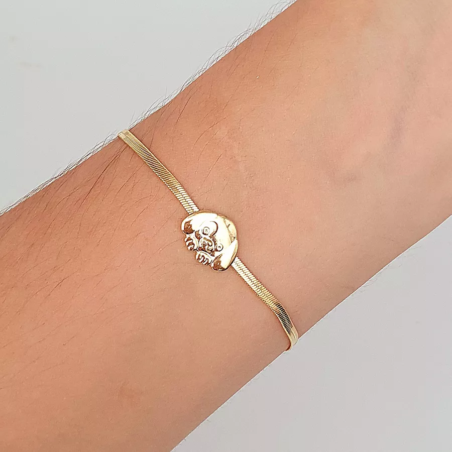 Pulseira Fita Folheada A Ouro 18K Cachorrinho 