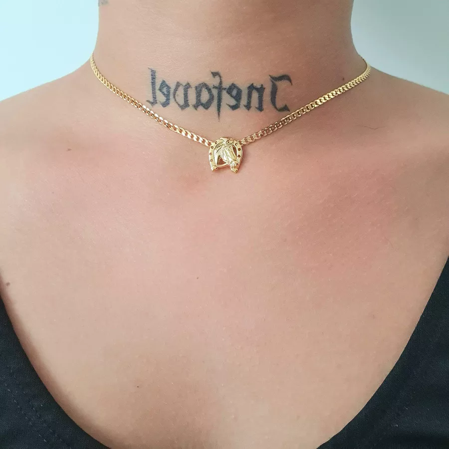 Colar Choker Folheado a Ouro 18K Ferradura 