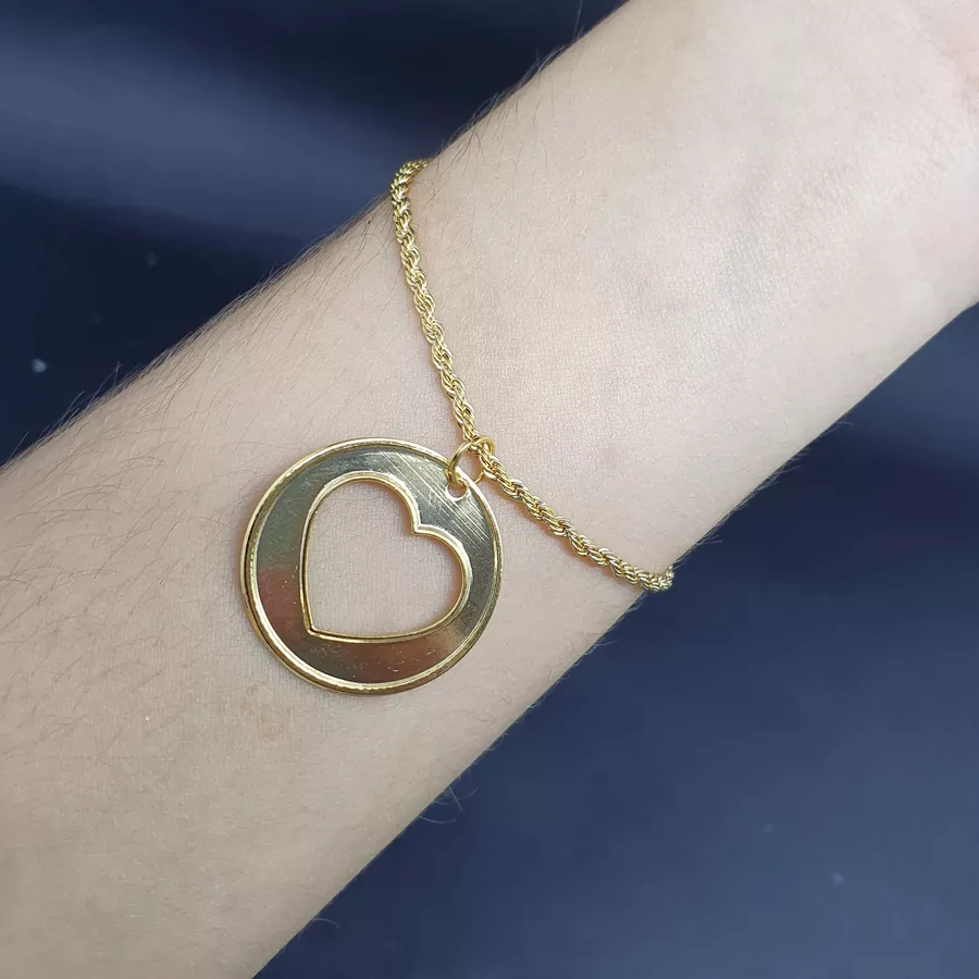 Pulseira Folheada a Ouro 18K Baiana Coração 