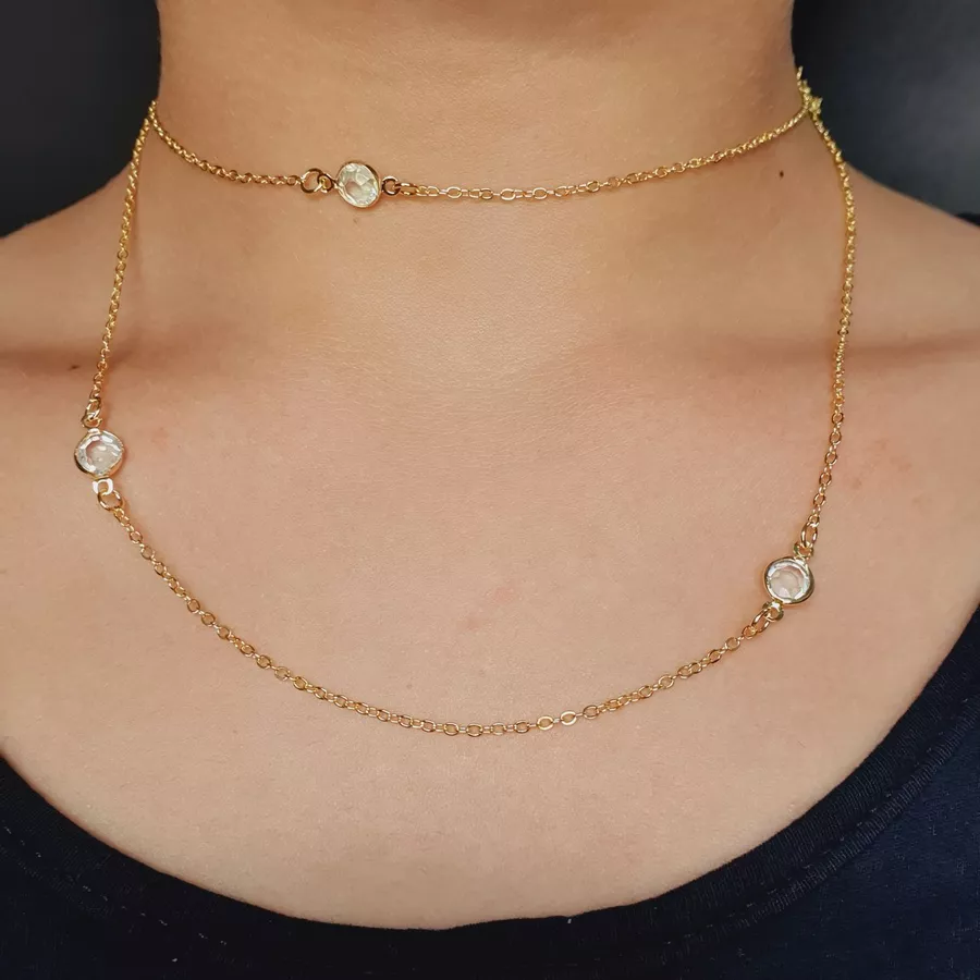 Colar Duplo Folheado a Ouro 18K Dourado Branco 